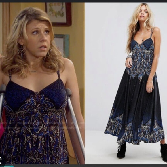 FREE PEOPLE Revolve Black Printed Button Front Sleeveless Maxi Dress Small - Picture 1 of 16